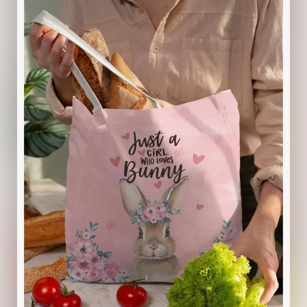 NEW Pink Girl Canvas Tote Bag - Picture 10 of 12